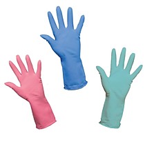 Перчатки виниловые хозяйственные Премиум (розовые, зеленые,голубые) 54 гр.
